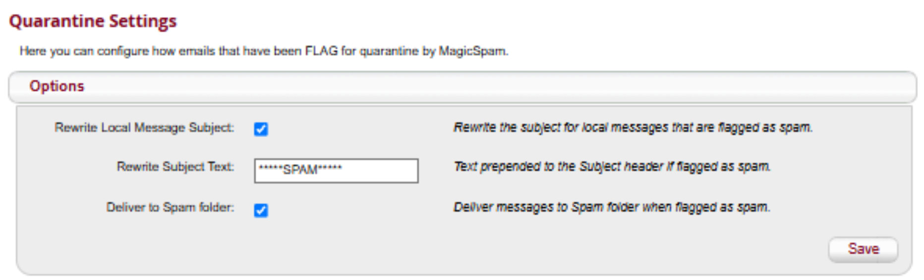 Quarantine Settings