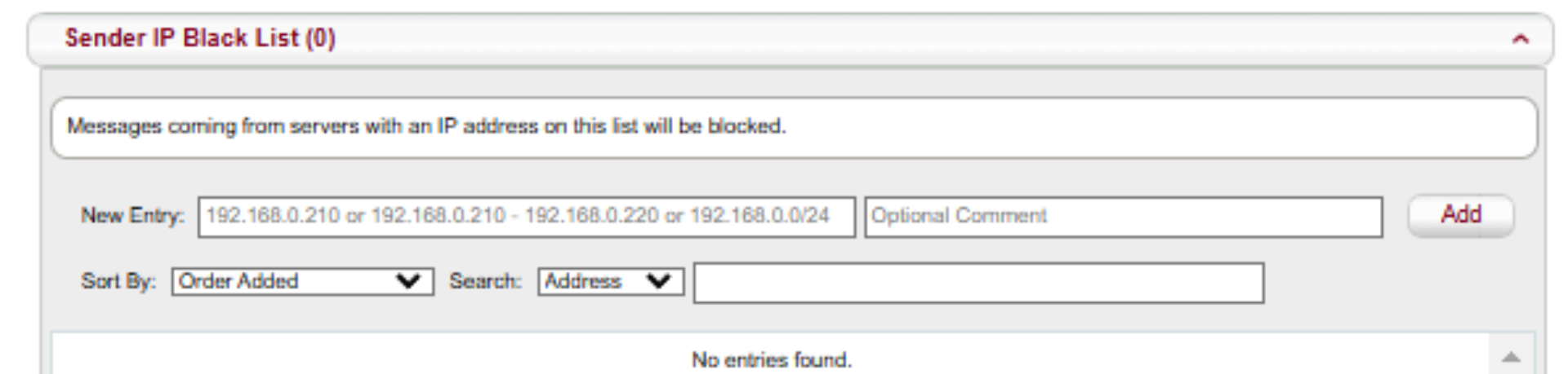 Sender IP black list